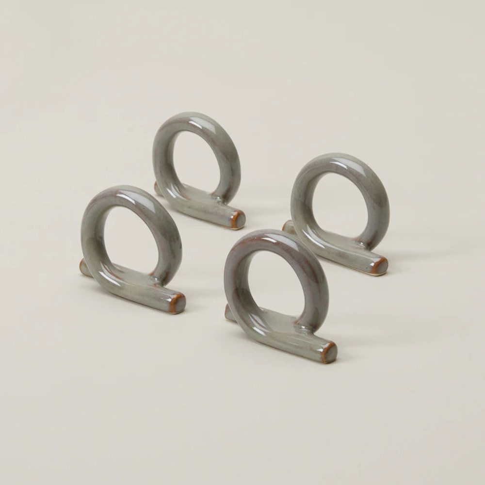 SET OF 4 STONEWARE LOOP NAPKIN RINGS, SAHARA​